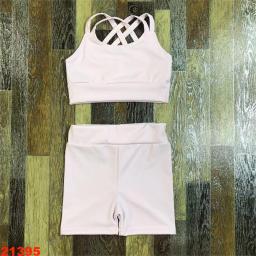 Collant de balé para meninas, shorts e blusa de tiras, roupas de ginástica, yoga esporte dança, roupas de palco, crianças - Image 3