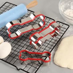 Aço inoxidável Dog Bone Embossing Cookies Cutters, Fondant Biscuit Mold de corte para decoração do bolo, Baking Acessórios, 3Pcs por conjunto - Image 5