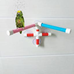 Barra de plataforma com ventosas para pet, Estação de suporte de moagem dupla pata, Poleiros interessantes para papagaios, chuveiro de banho - Image 3