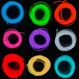 Luzes de Neon Flexíveis com USB, Cabos Luminescentes EL, Impermeável, Festa DIY, Luz Decorativa Atmosférica, Faixa de LED, 1m, 3m, 5m - Image 6