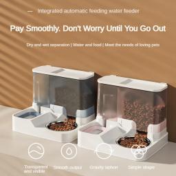 Alimentador automático para animais de estimação com grande capacidade, 2 em 1 bebedor para cão e gato, higiênico e durável, aço inoxidável, 2 tigelas - Image 2