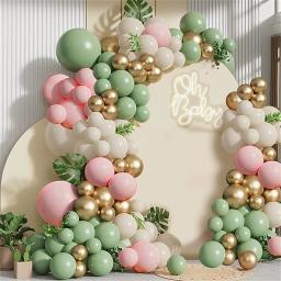 Kit Garland Balões para Festa de Aniversário e Decorações de Casamento, Balões Dourados Metálicos, Verde Sábio e Rosa, Areia Branca, 125 unid - Image 2