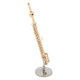 Réplica Miniatura De Flauta Com Suporte E Estojo, Mini Instrumento Banhado A Ouro, Ornamentos Musicais, Presente - Image 1