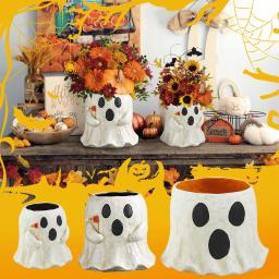 Cute Ghost Design Flower Pot, Suculento Pot, Dia das Bruxas, plantador, estatueta, ornamentos, decoração para pátio, varanda - Image 2