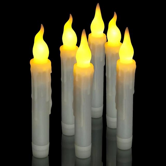 Velas LED sem chama para festas e decorações, kit com 12 velas cônicas de 6,9 polegadas, ideais para salas de aula e igrejas