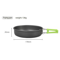 Conjunto de panelas de acampamento ao ar livre, piquenique cozinhar conjunto, panela, frigideira, chaleira, tigela de plástico, colher, pá de arroz, loofah, 9pcs - Image 6