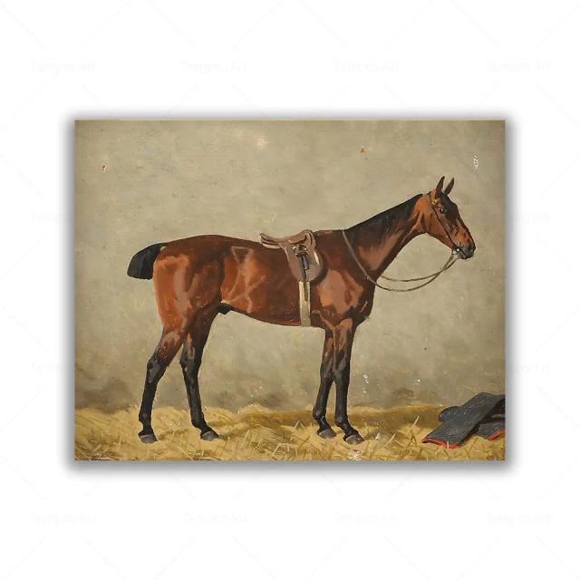 Arte de Parede em Tela Vintage de Cavalo Equestre - Imagem HD para Sala de Estar