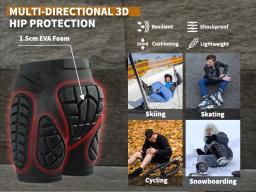 Wosawe acolchoado shorts da motocicleta esportes ao ar livre shorts de esqui hip pad protetor armadura esqui snowboard skate calças shorts do motor - Image 4