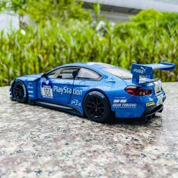Modelo de carro de corrida para crianças, MSZ 1:24, BMW M6 GT3, puxão leve e sonoro, coleção para meninos - Image 3