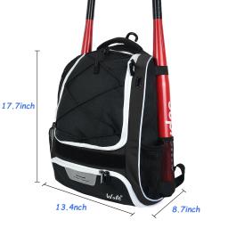 WOLT-Bolsa de Beisebol Juvenil, Mochila de Bastão, T-Ball, Equipamento de Softball, Suporte de Bastão e Luva, Grande - Image 2