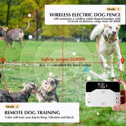 Sistema eletrônico de cerca para cães 2 em 1, sem fio, coleira de treinamento remoto, vibração de choque e contenimento de animais de estimação para cachorros de todos os tamanhos - Image 2