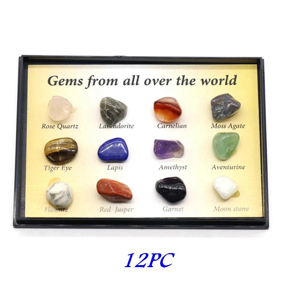 Caixa da coleção Minerais do Mundo, Espécime de cristal, Amostras de minério, Pedra Natural, Pedras preciosas brutas colecionáveis, Presente, 12, 15, 36 Pcs, Conjunto - Image 1