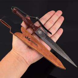 Adaga de Assalto Damasco, Arma Medieval, Espada Modelo, Todo Metal com Coldre, Grãos de Aço, Ornamento para Casa, Coleções, Toy Gift, 22cm - Image 3