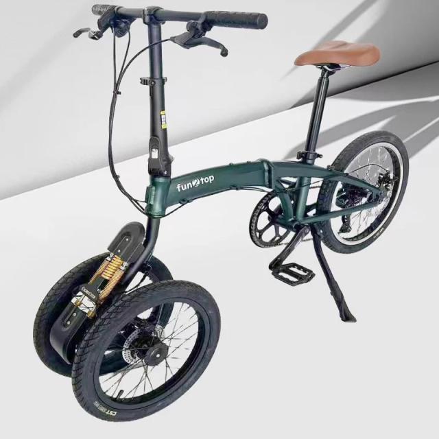 Bicicleta Dobrável Dupla Roda Dianteira 20/16 Polegadas Liga de Alumínio 7 Velocidades Freio a Disco