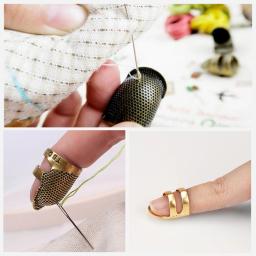 Vintage ouro agulha dedal, Finger Protector, Metal costura acessórios, Handworking costura ferramentas, anel antigo, artesanato DIY - Image 5