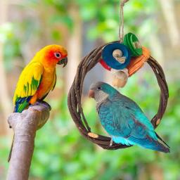 Bird Rope Swing Bark Textura Stand, Poleiro Birdcage Acessórios, Swing para Papagaios, Budgie Stress Relief - Image 2