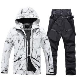 Conjunto de roupa de esqui de inverno -30 ℃   Roupa de snowboard fria masculina/feminina prancha dupla terno de esqui à prova d'água jaqueta/calça esportiva ao ar livre - Image 2