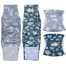 Fralda masculina lavável para cães, bonito desenho animado pata impressão padrão, pet calças fisiológicas, fralda reutilizável, barriga banda Wrap fraldas para cães, 2pcs - Image 5