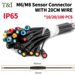 5/20/100 pçs m6 m8 julet sensor à prova dwaterproof água bicicleta elétrica butt joint plug masculino feminino ebike display cabo conector com fio - Image 1