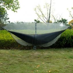 2 pessoa acampamento jardim hammock com mosquiteiro móveis ao ar livre cama resistência parachute tecido sono balanço portátil pendurado - Image 2