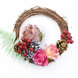 Anel de vime guirlanda de flores artificiais, plantas secas Frame para Home Decor, Decoração de Natal, coroas florais DIY, 10cm, 15cm, 20cm - Image 4