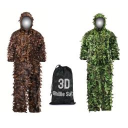 Ao ar livre para altura 160-180cm nova flor pegajosa folhas biônicas camuflagem terno caça ghillie terno floresta camuflagem universal - Image 1
