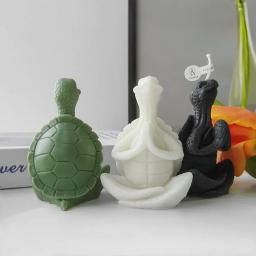 Silicone Meditação Tartaruga Moldes, Molde De Vela De Aromaterapia Com As Mãos Juntas, Decoração De Gesso, Ferramentas De Arte - Image 4