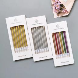 Velas finas longas coloridas do aniversário, velas nos suportes para o partido do casamento, decorações do bolo, 6 PCes - Image 1