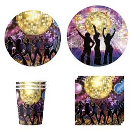 Decorações de Festa de Aniversário Temáticas Disco, Festas Bar Vintage com Pratos Disco Papel, Guardanapos Copos Papel e Toalhas - Image 6