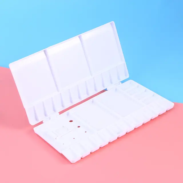 Bandeja de Mistura de Aquarela Dobrável com Cores de Tinta e Bolso de Viagem Branco