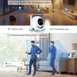 Câmera de Vigilância Interna para Bebê e Pet, 1080P, Full HD, WiFi, Pan Tilt, IP, Segurança Doméstica, Rastreamento Automático, Detecção de Movimento, iCSee - Image 2