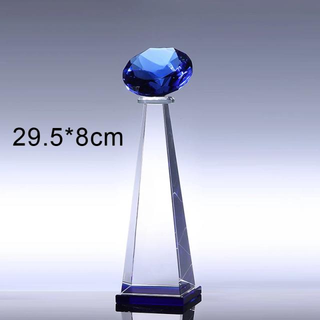 Troféu de Cristal de Diamante Colorido Personalizado para Eventos Esportivos - Medalha Artística de Vidro, 29cm, Ideal como Prêmio ou Decoração de Casa