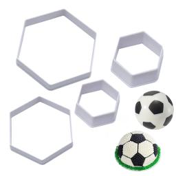 Futebol Padrão Bolo Biscoito Moldes, DIY Hexagon Fondant Moldes, Bola De Futebol Cookie Cutter, Decoração Do Bolo, 4pcs por conjunto - Image 1