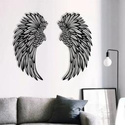 Asas De Pena De Anjo Com Luzes LED, Mural De Metal, Decoração De Parede Artesanato, Decoração De Anjo Pendurado, Fotografia, 1 Par - Image 1