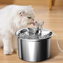 Aço inoxidável gato água fonte, alimentação e rega suprimentos, alimentador para gatos, Pet acessórios, Petkit dispensador, 2L - Image 1