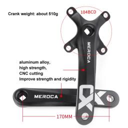 Meroca cx buraco quadrado bicicleta pedaleira 104bcd liga de alumínio ixf buraco quadrado mountain bike pedaleira 170mm 32t/34t/36t/38t/40t/42 - Image 2