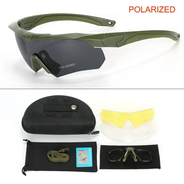 Óculos Táticos Polarizados para Escalada e Tiro com Proteção Windproof e Dustproof - Ideal para Airsoft e Atividades ao Ar Livre com 3 Lentes Inclusas