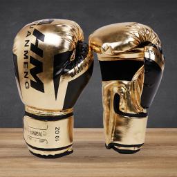Luvas de treinamento de boxe de couro PU para adultos e crianças, esponja, muay thai, sanda, respirável, perfuração, treinamento, suprimentos esportivos - Image 1