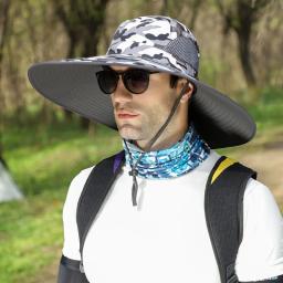 Chapéu protetor solar de aba grande masculino, chapéu de montanhismo ao ar livre, protetor facial, boné de pescador pescoço, verão 15cm - Image 3