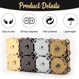 Botões magnéticos para bolsas e roupas, Prendedor de pressão, Costura em fechos, Botão de bolsa, Artesanato DIY, 14mm, 20 conjuntos - Image 3
