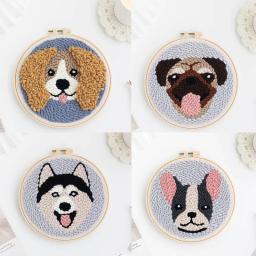 Pet Dog Punch agulha bordado Kit, artesanato DIY, handmade Thread Hoop, artes ornamento - Image 1