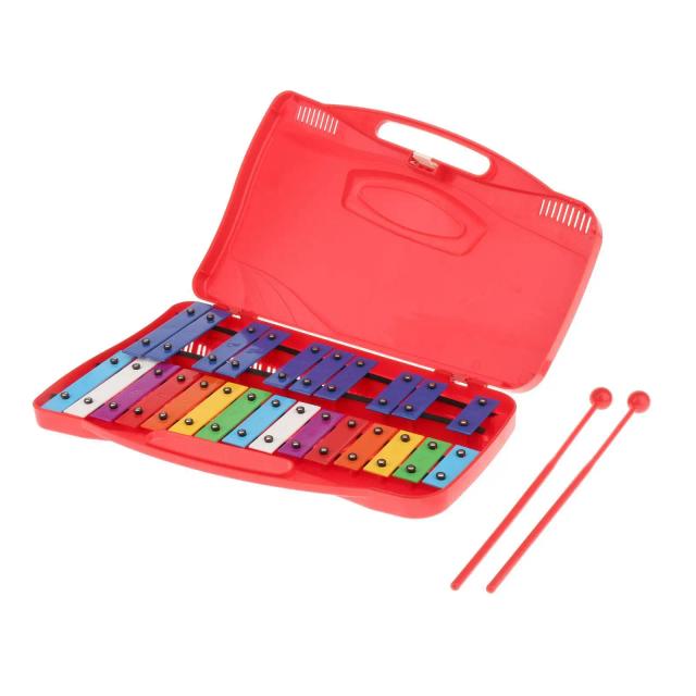 Xilofone Infantil de 25 Notas Glockenspiel com Estojo - Instrumento Musical de Percussão Profissional