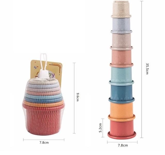 Copo de Empilhamento Montessori para Bebês - Brinquedo Educativo para Praia e Banho