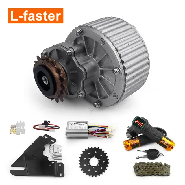 Kit de Conversão E-Bike 24V 450W com Punho do Acelerador Torção e Rotor de Freio a Disco L-more