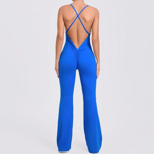 Macacão Feminino Sem Costas para Treino e Yoga - Activewear Queimado Vermelho 2024