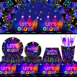 Neon Látex Balões para Decorações De Festa, Copos, Pratos, Toalha De Mesa, Guardanapos, Banner, Aniversário, Disco, Suprimentos Do Casamento - Image 1