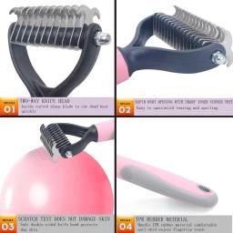 Animais de estimação pele nó cortador cão grooming derramamento ferramentas pet gato depilação pente escova dupla face produtos fornecedores transporte da gota - Image 4