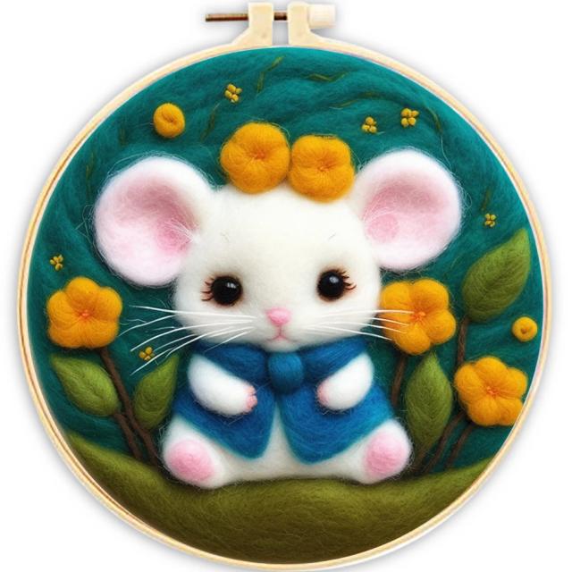 Pintura de Feltragem com Moldura de Animais - Kit de Artesanato com Agulhas e Feltro RUOPOTY-DIY