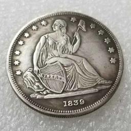 Moeda Comemorativa da Liberdade, Moedas de Arte dos EUA, Memorial dos EUA, Luxo, Comemorativa, Dollar Lucky, Bolsa para Presente, 1839, América - Image 2