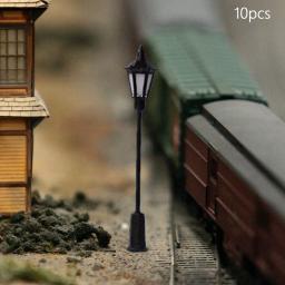 10 peças poste lâmpadas HO escala miniatura paisagem caminho jardim decoração modelo ferroviário lâmpadas rua luzes caminho - Image 2